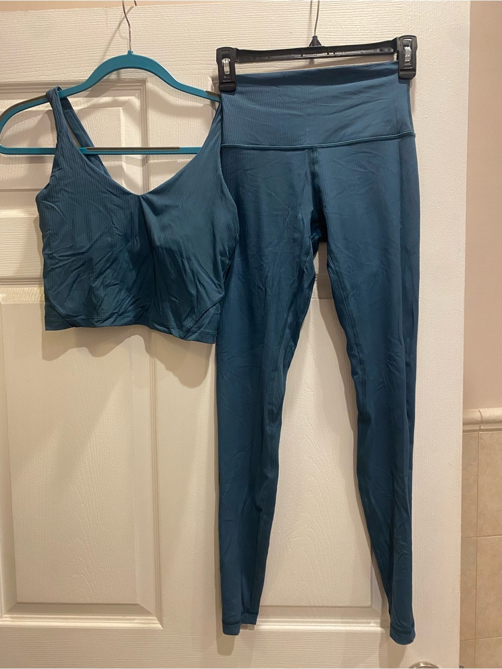 lululemon athletica Teal align ribbed Leggings & tank Top Set